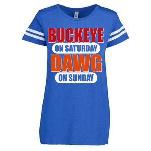 Buckeye On Saturday Dawg On Sunday Enza Ladies Jersey Football T-Shirt