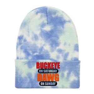 Buckeye On Saturday Dawg On Sunday Tie Dye 12in Knit Beanie