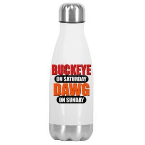 Buckeye On Saturday Dawg On Sunday Stainless Steel Insulated Water Bottle