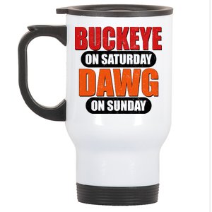 Buckeye On Saturday Dawg On Sunday Stainless Steel Travel Mug