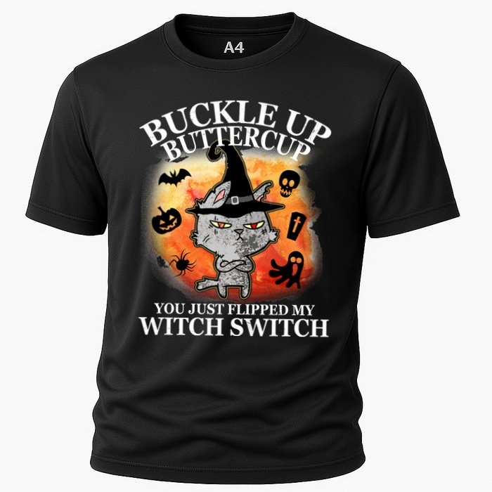Buckle Up Buttercup You Just Flipped My Witch Switch Halloween Cat Cooling Performance Crew T-Shirt