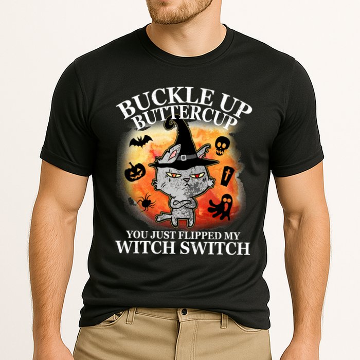 Buckle Up Buttercup You Just Flipped My Witch Switch Halloween Cat Cooling Performance Crew T-Shirt