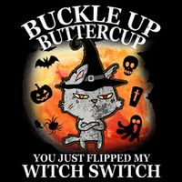 Buckle Up Buttercup You Just Flipped My Witch Switch Halloween Cat Short Acrylic Beanie