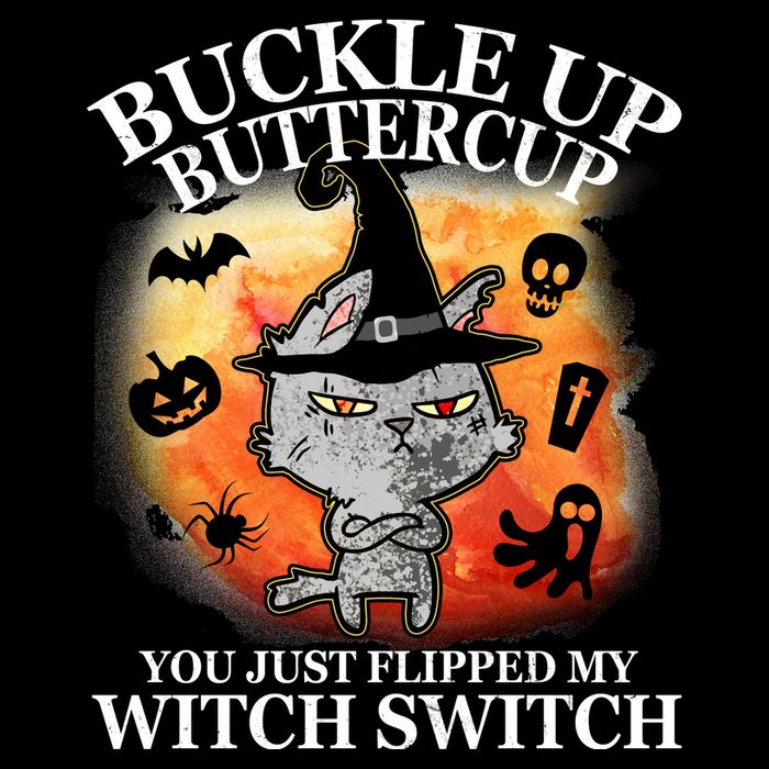 Buckle Up Buttercup You Just Flipped My Witch Switch Halloween Cat Short Acrylic Beanie