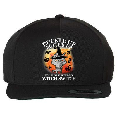 Buckle Up Buttercup You Just Flipped My Witch Switch Halloween Cat Wool Snapback Cap