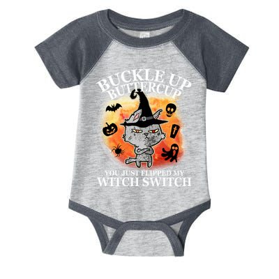 Buckle Up Buttercup You Just Flipped My Witch Switch Halloween Cat Infant Baby Jersey Bodysuit