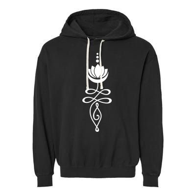 Buddhist Crescent Moon And Lotus Flower Garment-Dyed Fleece Hoodie