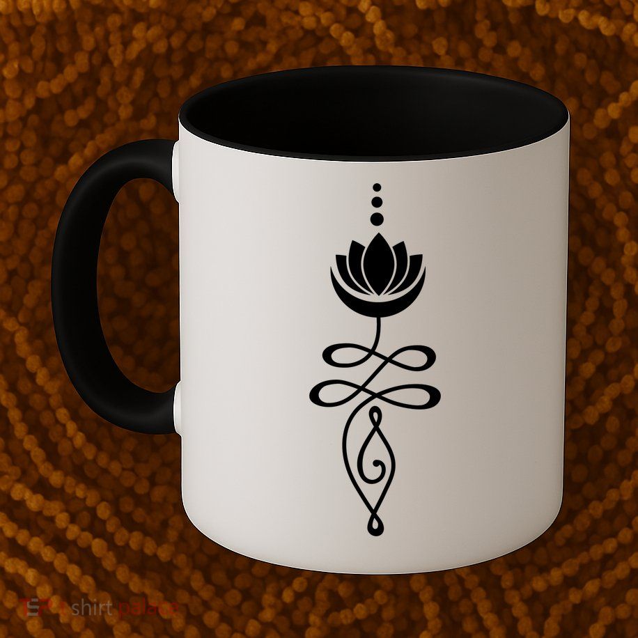 Buddhist Crescent Moon And Lotus Flower Mug