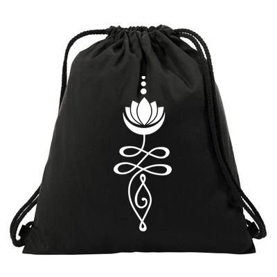 Buddhist Crescent Moon And Lotus Flower Drawstring Bag