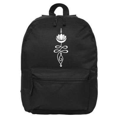 Buddhist Crescent Moon And Lotus Flower 16 in Basic Backpack