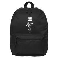 Buddhist Crescent Moon And Lotus Flower 16 in Basic Backpack