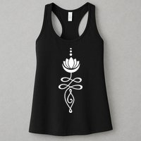 Buddhist Crescent Moon And Lotus Flower Womens Tank Top