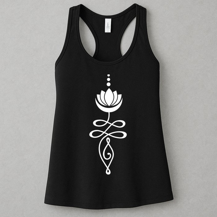 Buddhist Crescent Moon And Lotus Flower Womens Tank Top