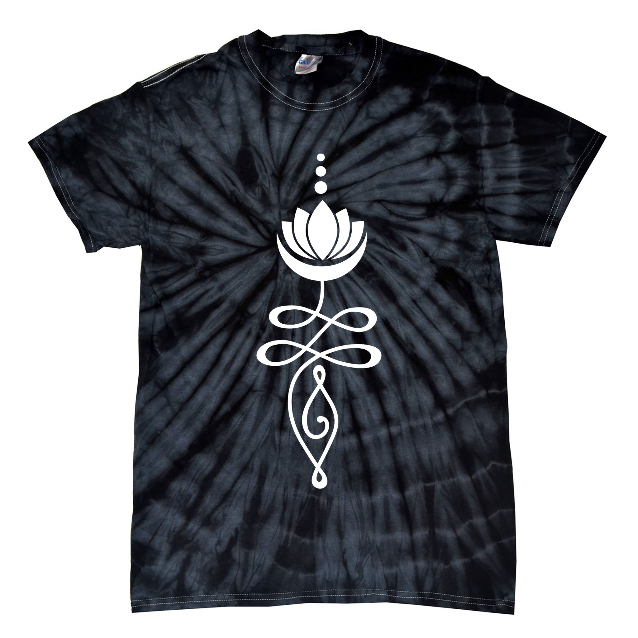 Buddhist Crescent Moon And Lotus Flower Tie-Dye T-Shirt