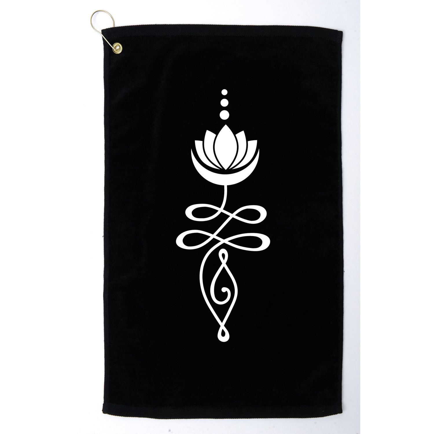 Buddhist Crescent Moon And Lotus Flower Golf Towel