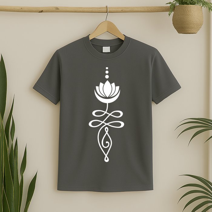 Buddhist Crescent Moon And Lotus Flower T-Shirt