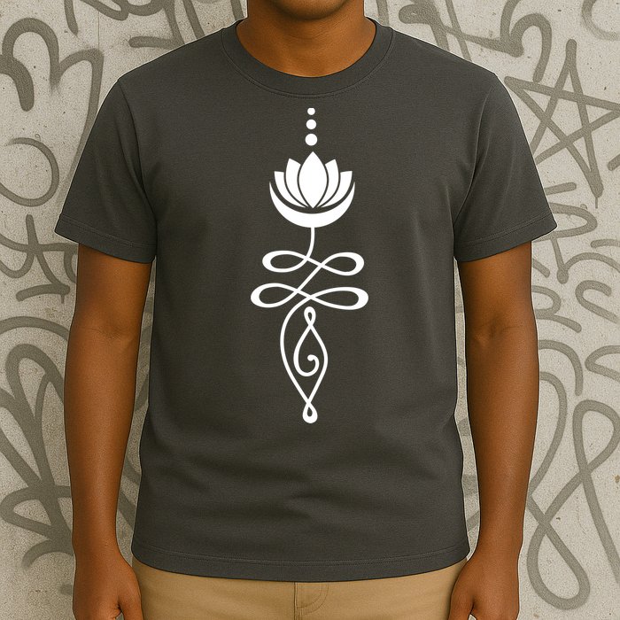 Buddhist Crescent Moon And Lotus Flower T-Shirt