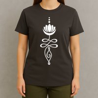Buddhist Crescent Moon And Lotus Flower T-Shirt