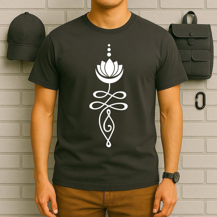Buddhist Crescent Moon And Lotus Flower T-Shirt
