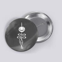 Buddhist Crescent Moon And Lotus Flower Button