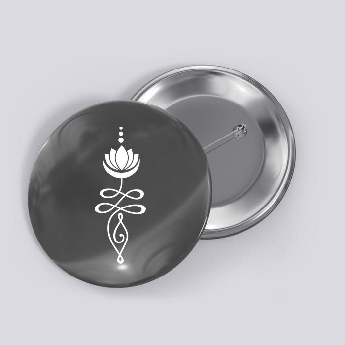 Buddhist Crescent Moon And Lotus Flower Button