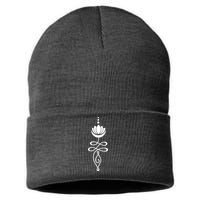 Buddhist Crescent Moon And Lotus Flower Sustainable Knit Beanie
