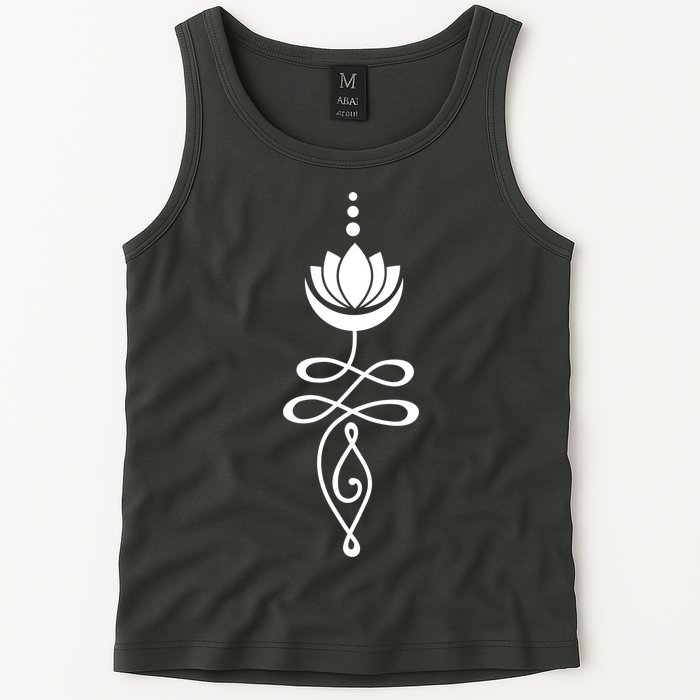 Buddhist Crescent Moon And Lotus Flower Tank Top