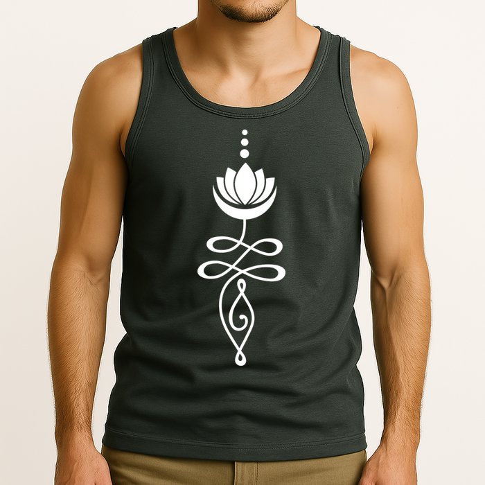 Buddhist Crescent Moon And Lotus Flower Tank Top