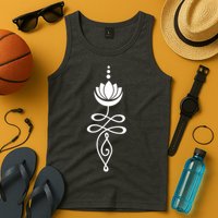 Buddhist Crescent Moon And Lotus Flower Tank Top
