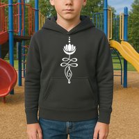 Buddhist Crescent Moon And Lotus Flower Kids Hoodie