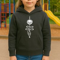 Buddhist Crescent Moon And Lotus Flower Kids Hoodie