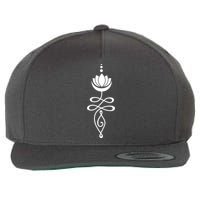Buddhist Crescent Moon And Lotus Flower Wool Snapback Cap