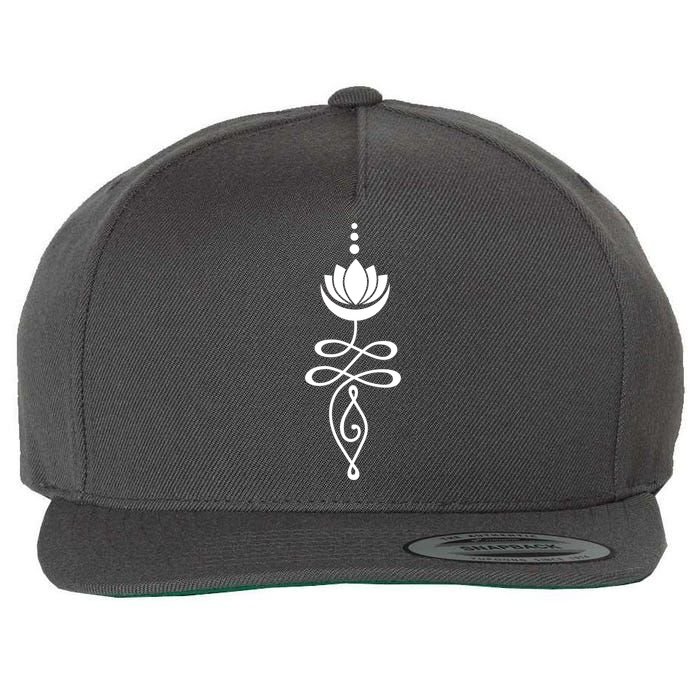 Buddhist Crescent Moon And Lotus Flower Wool Snapback Cap