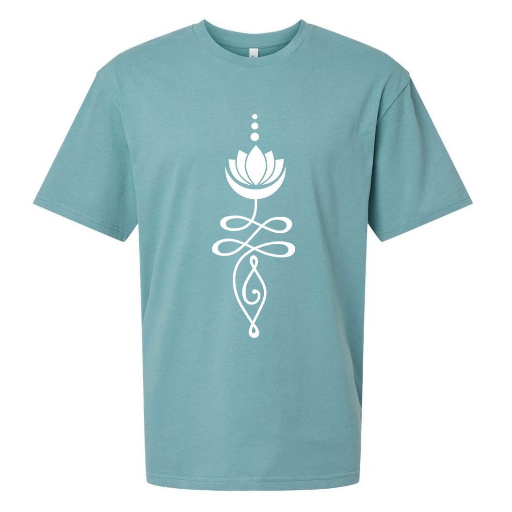 Buddhist Crescent Moon And Lotus Flower Sueded Cloud Jersey T-Shirt