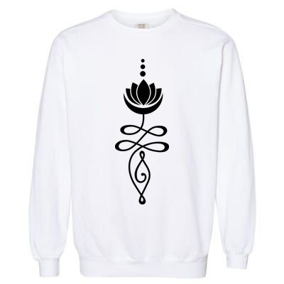 Buddhist Crescent Moon And Lotus Flower Garment-Dyed Sweatshirt