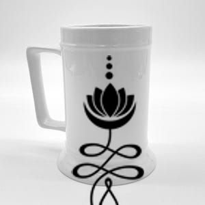 Buddhist Crescent Moon And Lotus Flower Beer Stein