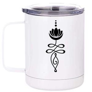 Buddhist Crescent Moon And Lotus Flower 12 oz Stainless Steel Tumbler Cup