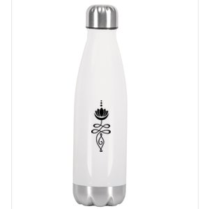 Buddhist Crescent Moon And Lotus Flower Stainless Steel Insulated Water Bottle