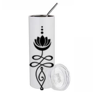 Buddhist Crescent Moon And Lotus Flower Stainless Steel Tumbler