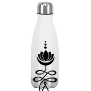 Buddhist Crescent Moon And Lotus Flower Stainless Steel Insulated Water Bottle