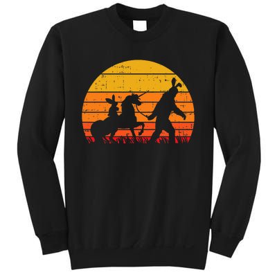 Bigfoot Unicorn Easter Bunny Retro Sunset Funny Beileve Gift Sweatshirt