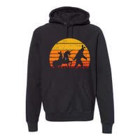 Bigfoot Unicorn Easter Bunny Retro Sunset Funny Beileve Gift Premium Hoodie