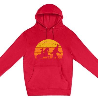 Bigfoot Unicorn Easter Bunny Retro Sunset Funny Beileve Gift Premium Pullover Hoodie