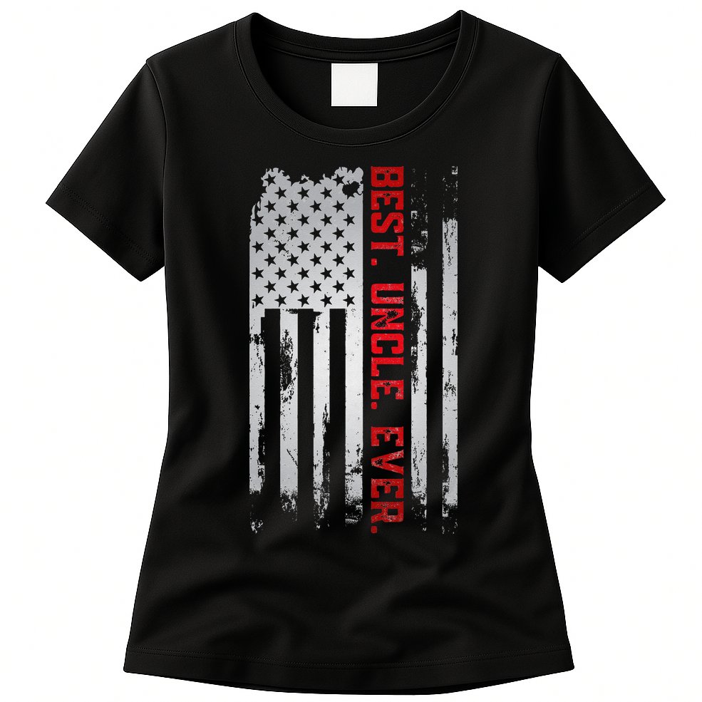 Best Uncle Ever American USA flag Father’s Day gift for Dad Womens T-Shirt