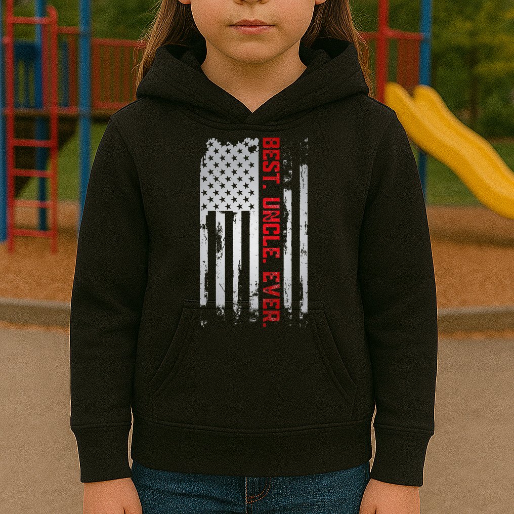 Best Uncle Ever American USA flag Father’s Day gift for Dad Kids Hoodie