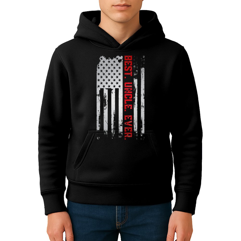 Best Uncle Ever American USA flag Father’s Day gift for Dad Kids Hoodie
