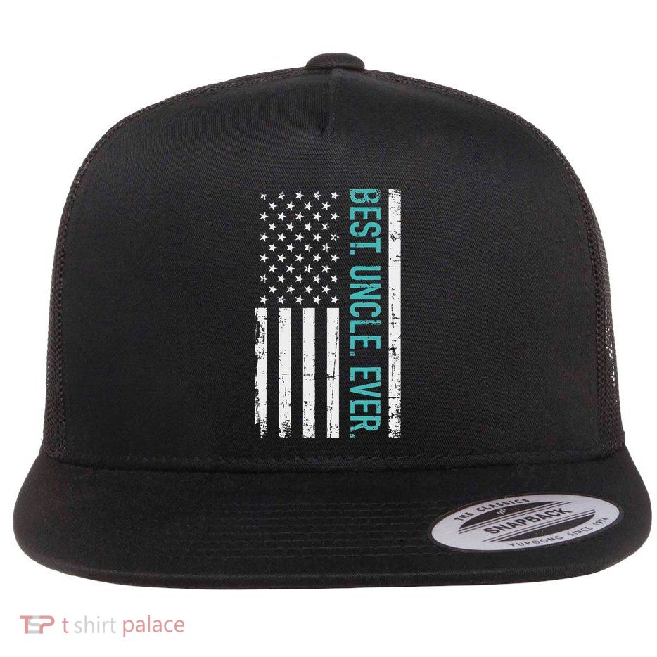 Best Uncle Ever Usa Flat Bill Trucker Hat