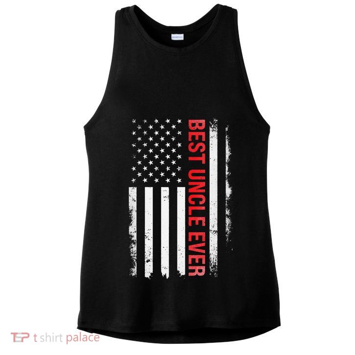 Best Uncle Ever USA Flag Funny Uncle Ladies PosiCharge Tri-Blend Wicking Tank