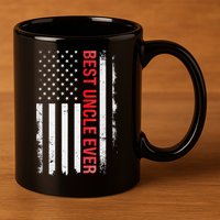 Best Uncle Ever USA Flag Funny Uncle 11oz C Handle Ceramic Mug