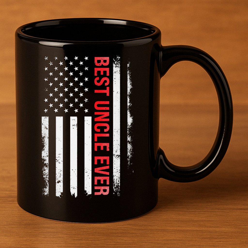 Best Uncle Ever USA Flag Funny Uncle 11oz C Handle Ceramic Mug